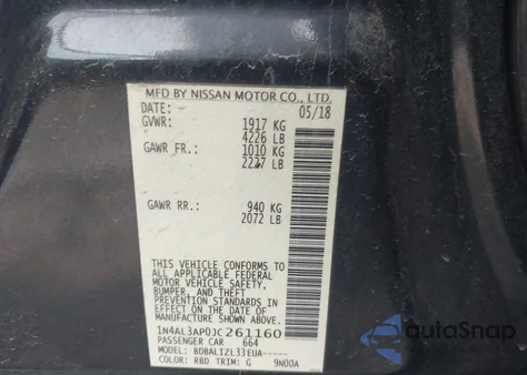 2018 Nissan Altima 2.5 Sv from USA, damaged, VIN 1N4AL3AP0JC261160